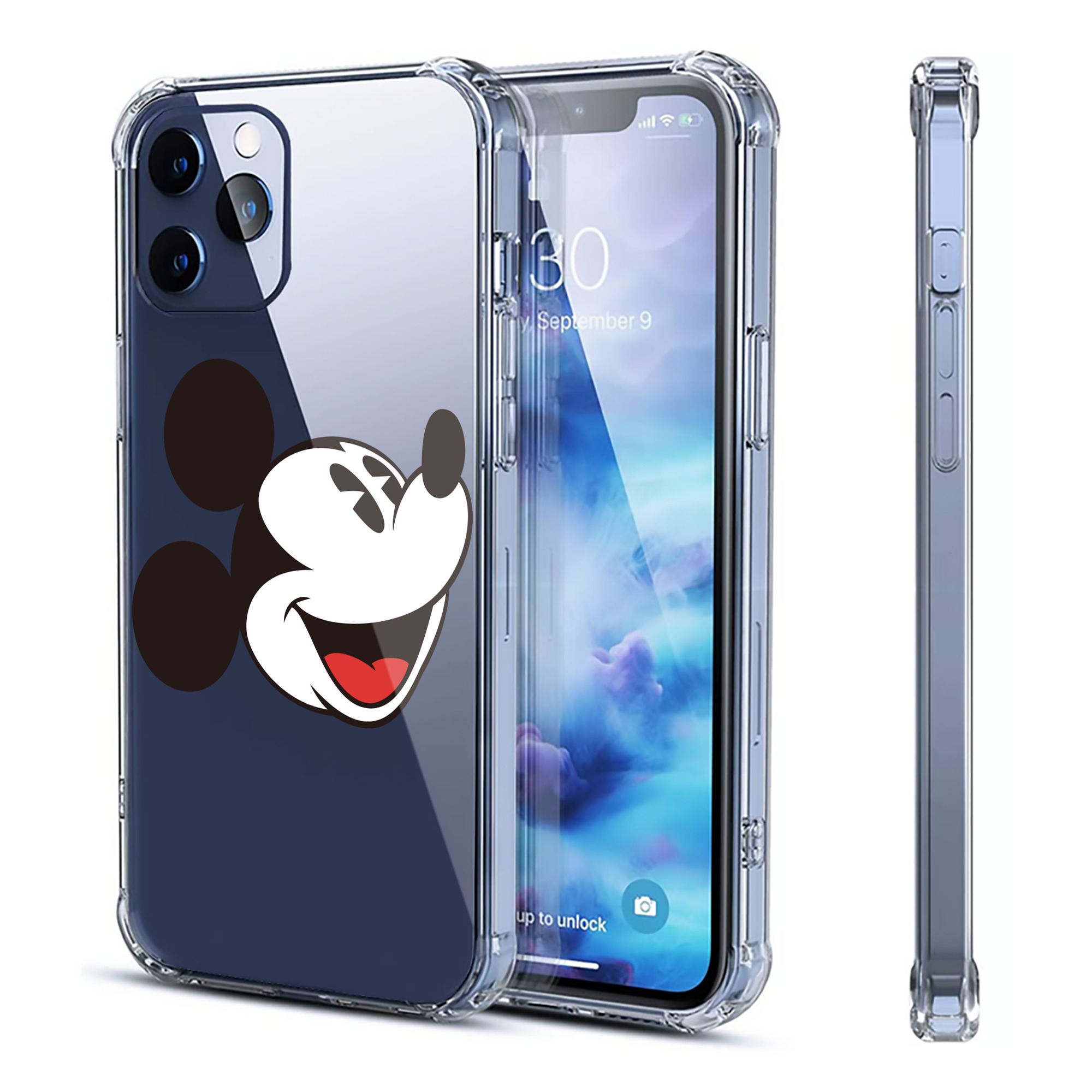 （画像用） ミッキーマウス Mickey Mouse 【iPhone 12シリーズ対応】透明スマホケース（クリアソフトケース）